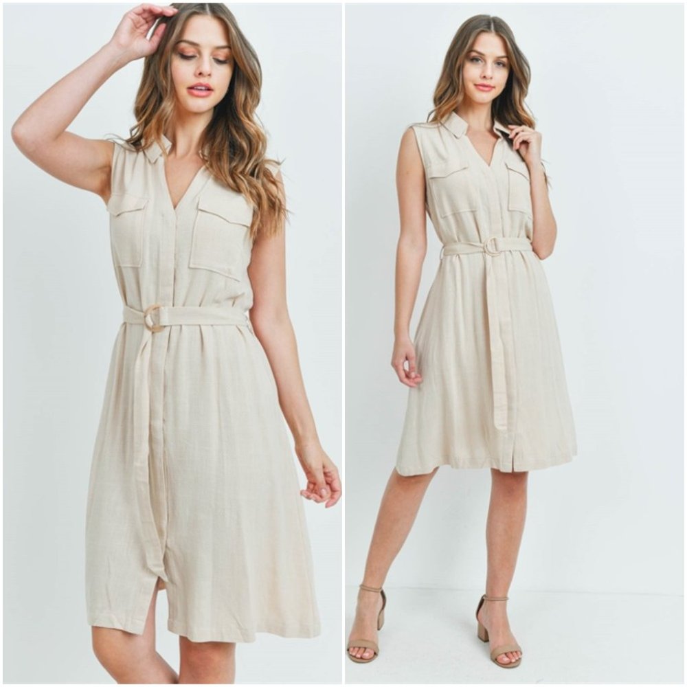 #30 Cream Belted Dress - Picture 2 of 16